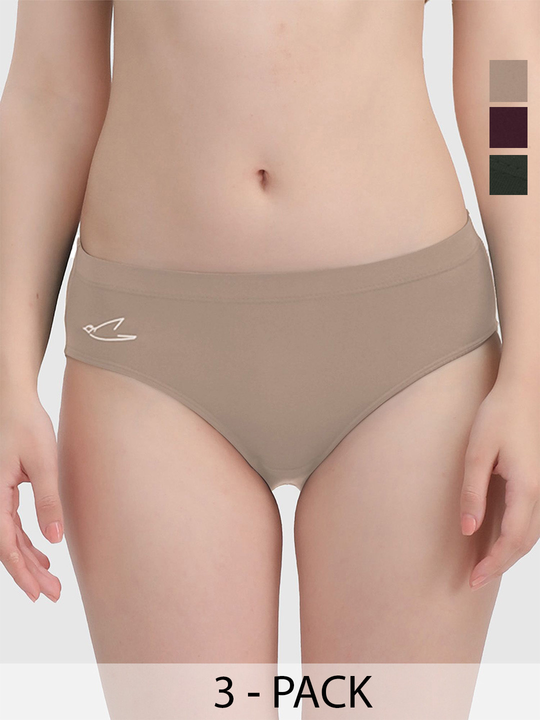 FREECULTR Stylish Hipster Trunks for Women Support Pack of 3 FC-WMN-HPTR-AVG-PW-PKN-03_S