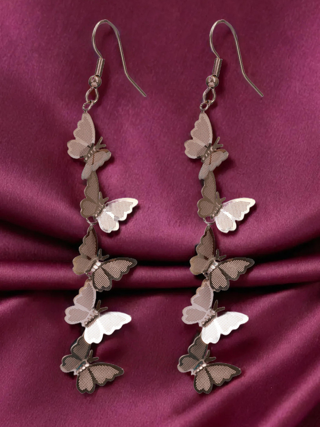 Cazines Silver-Plated Contemporary Shaped Drop Earrings