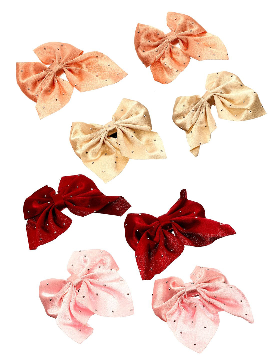Stoln Girl Set Of 8 Bow Detailed With Stone Embellished Alligator Hair Clip