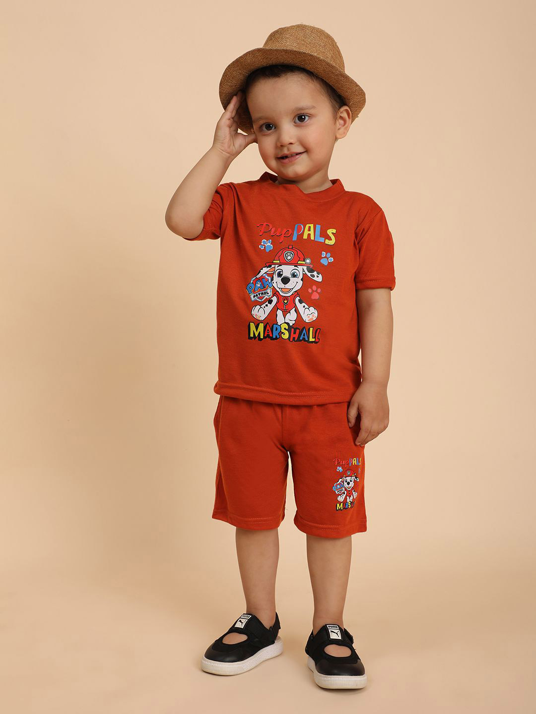 Cutiekins Boys Puppal Graphic Printed T-shirt With Shorts