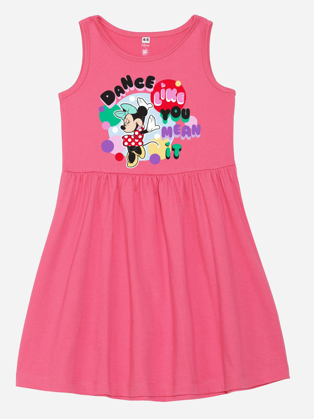 YK Disney Minnie Mouse Print Girls Fit & Flare Knee Length Dress