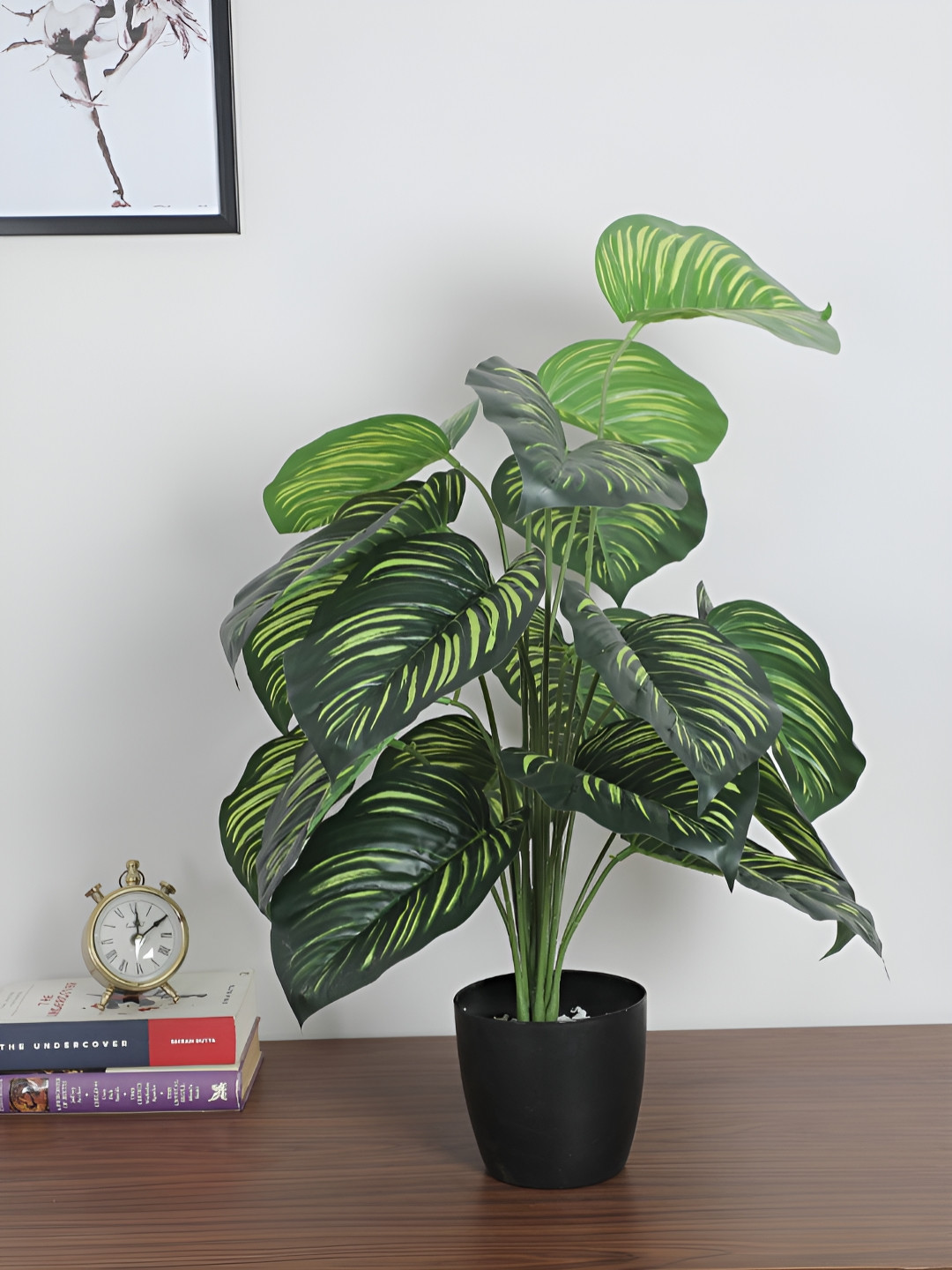 Home Bloom Green & Black Artificial Tarbooj Plant With Pot