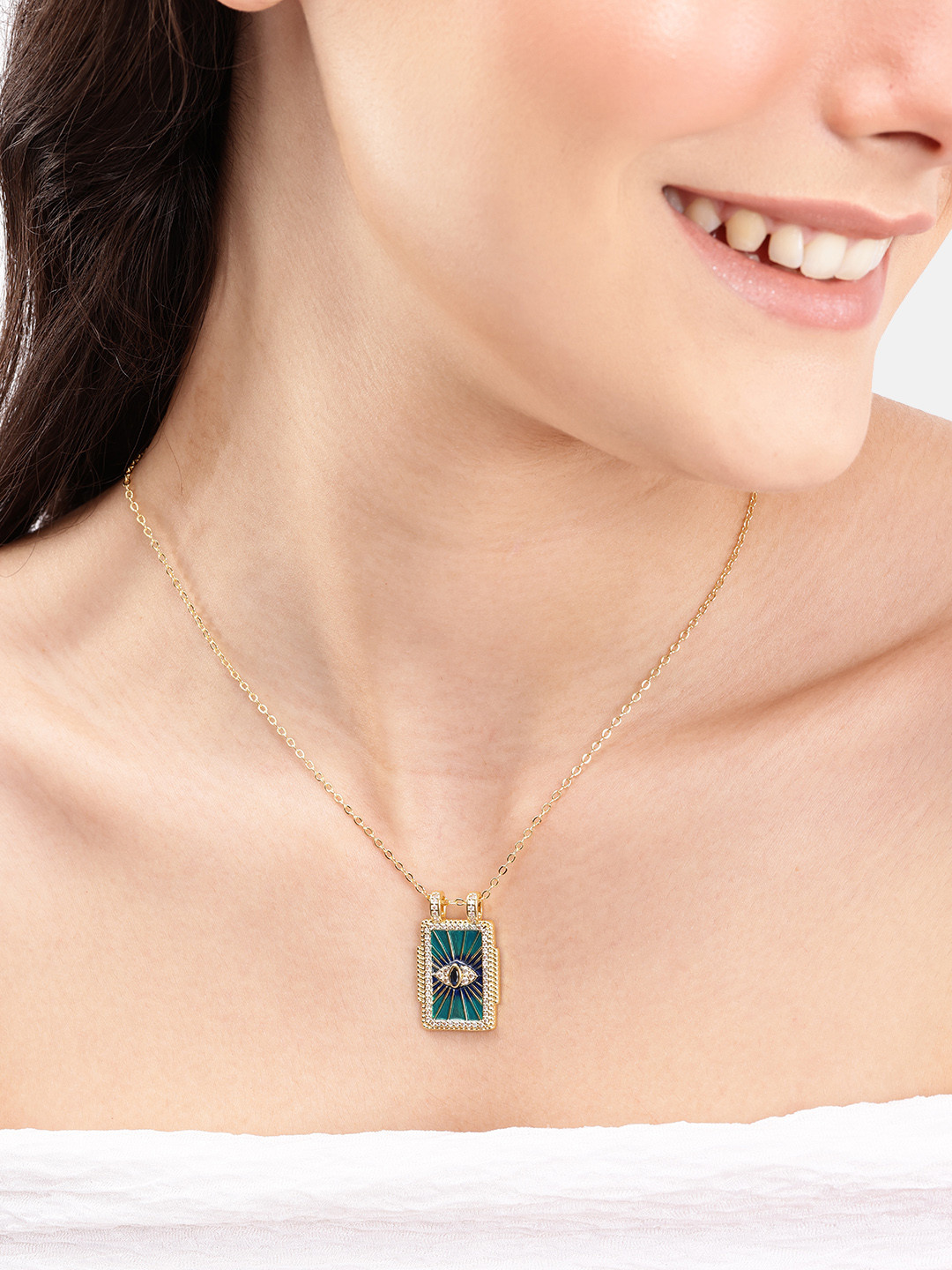 DressBerry Evil Eye Design Stone Studded Chain