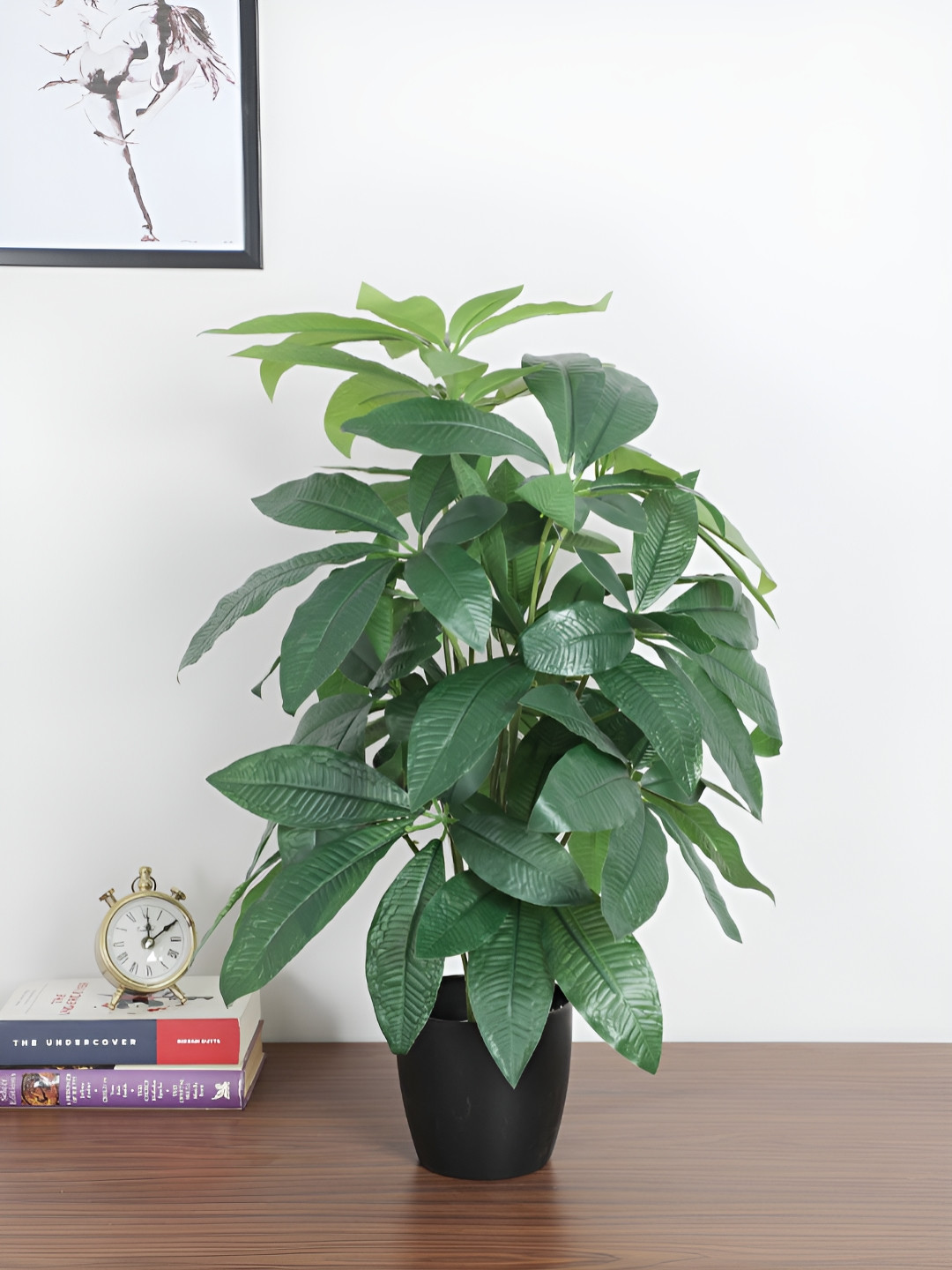 Home Bloom Green & Black Artificial Pachira Plant With Pot