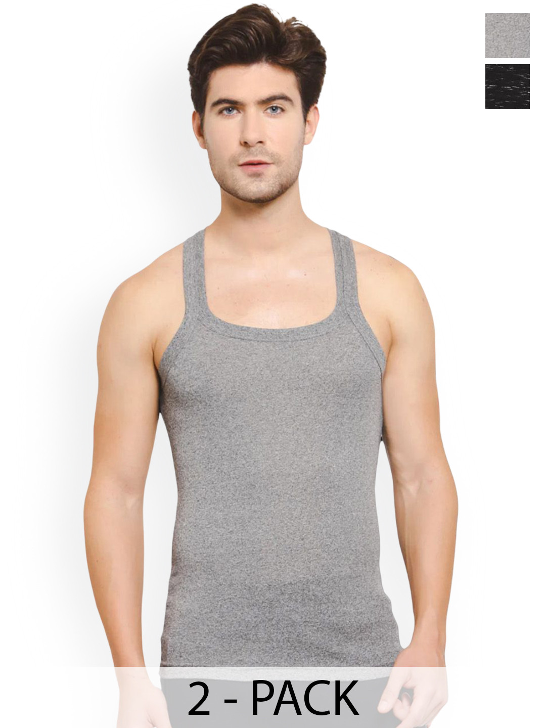 Sporto by Macho Pack Of 2 Combed Cotton Square Neck Gym Vests