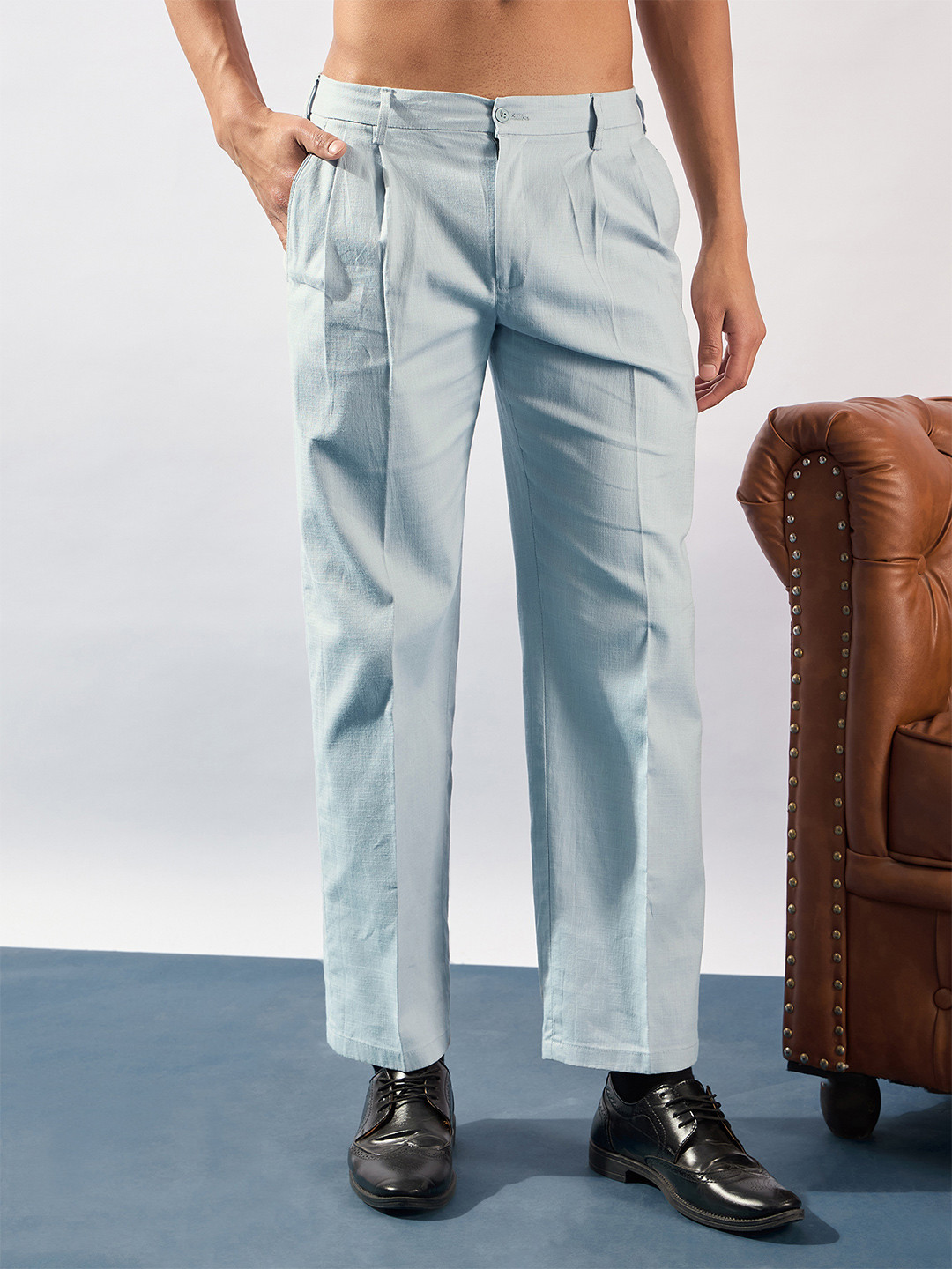 DENNISON Men Korean Double Pleated Baggy Fit Casual Trouser