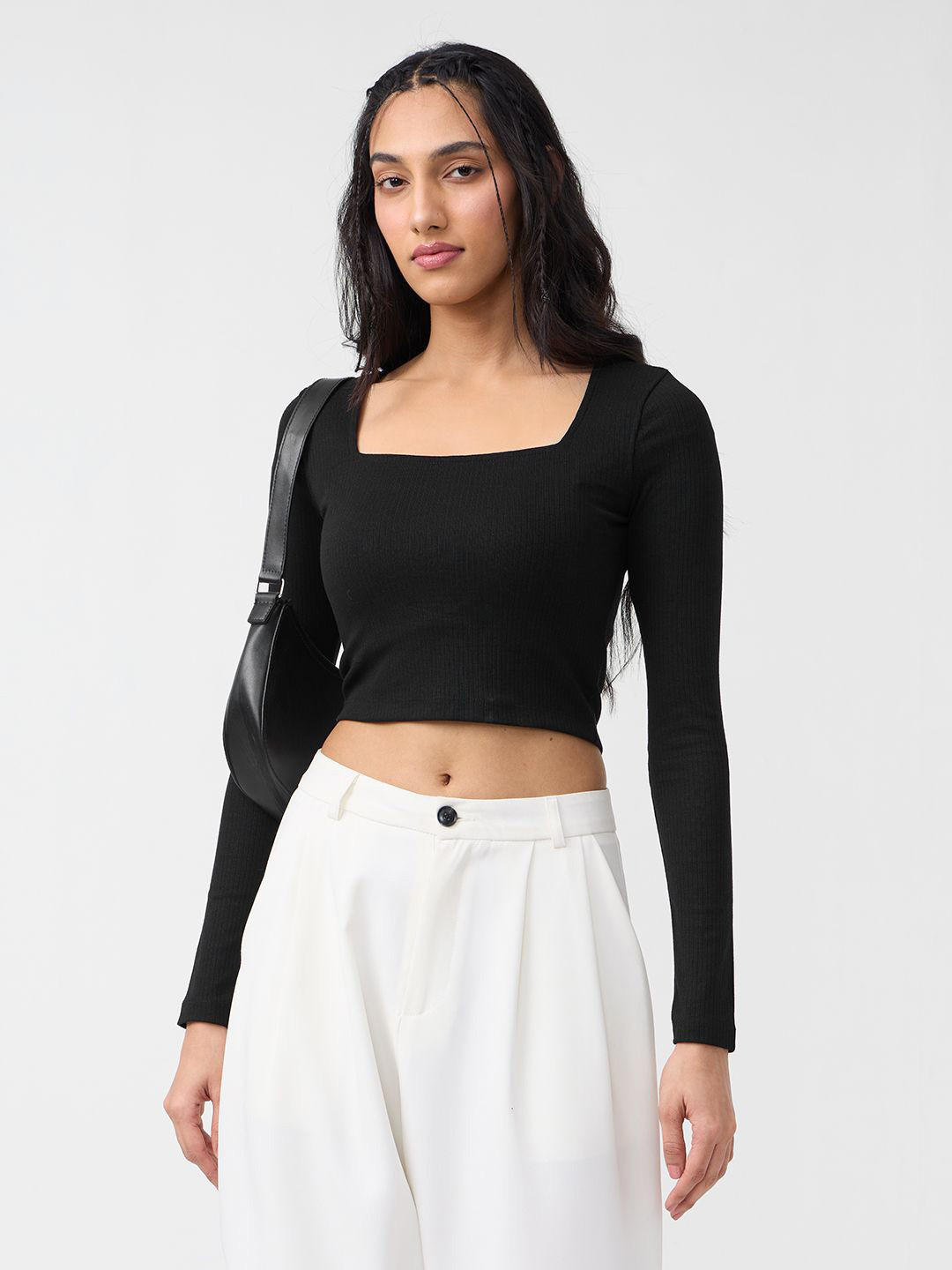 The Souled Store Women Crop Top Rich Black