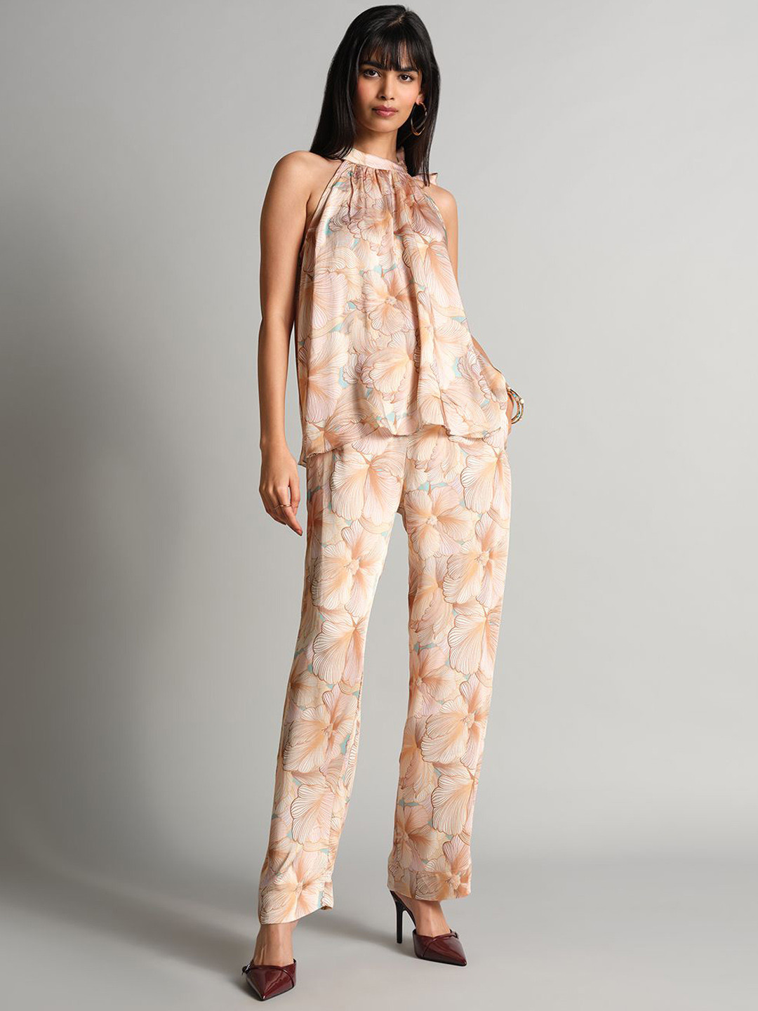 AND Floral Printed Halter-Neck Top With Trouser
