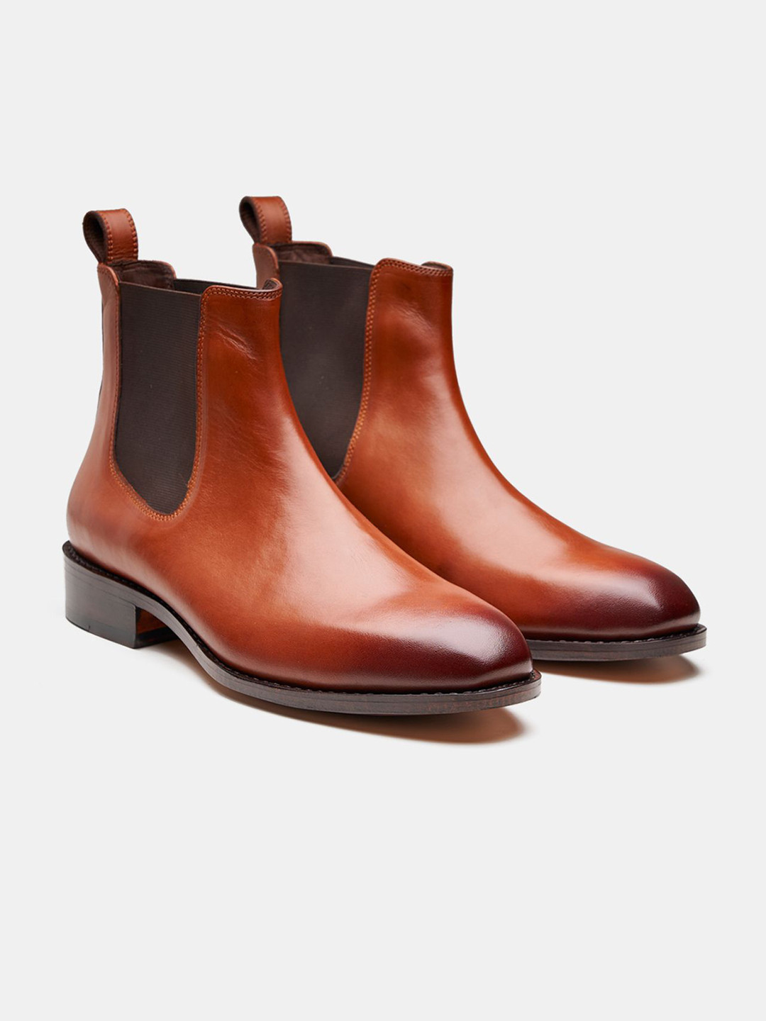 KOZASKO Men Goodyear Welted Cognac Wholecut Chelsea Boots
