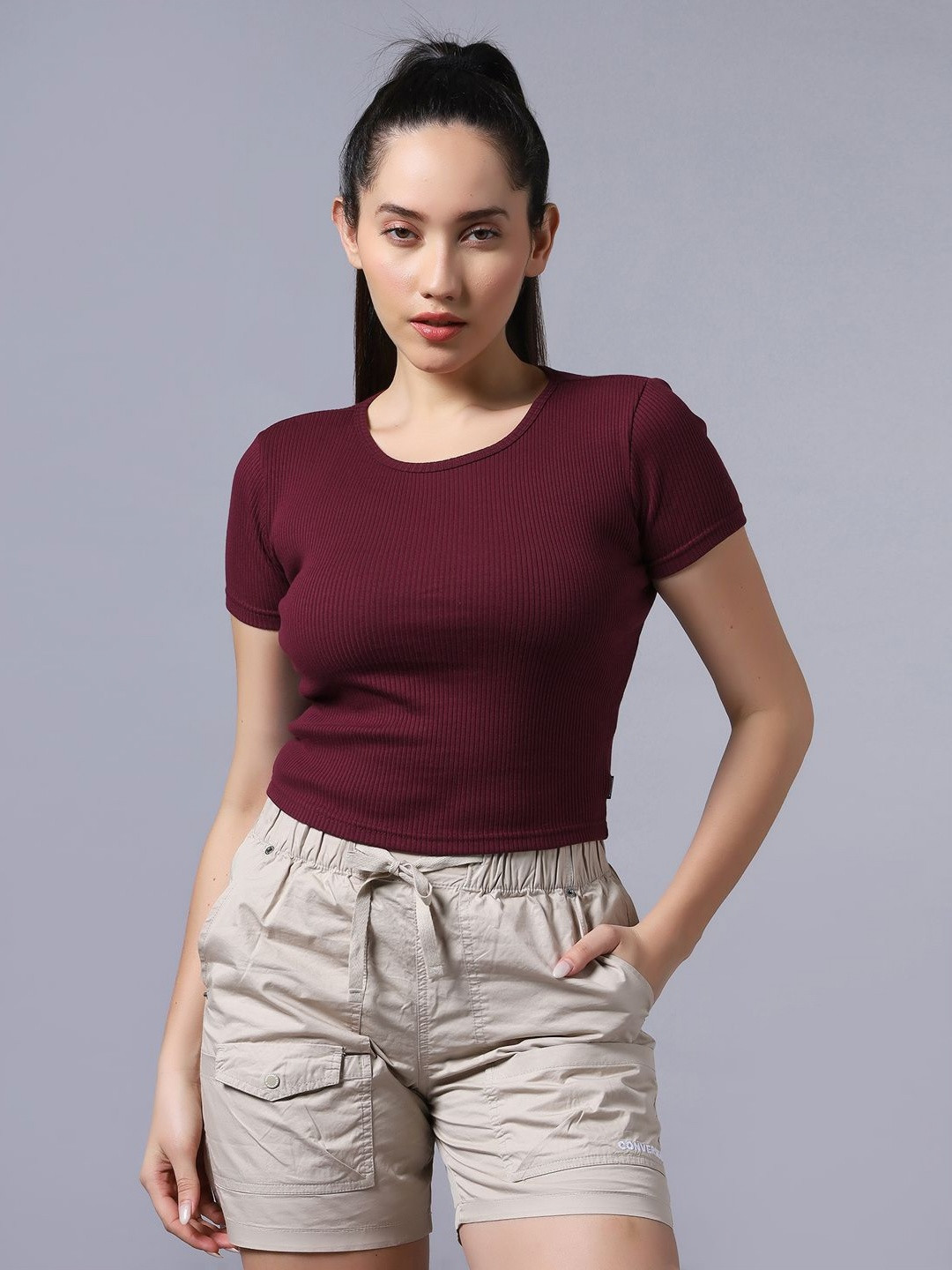 Converse Women Ribbed Slim Fit T-Shirt