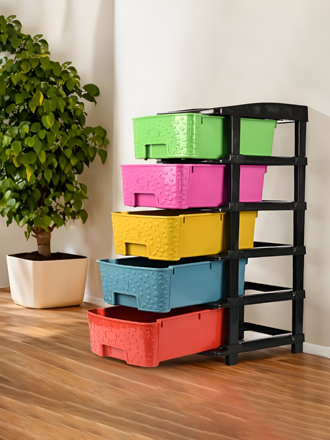 Myntra Elegant Homes Green & Pink 5-Tier Regular Desk Organiser