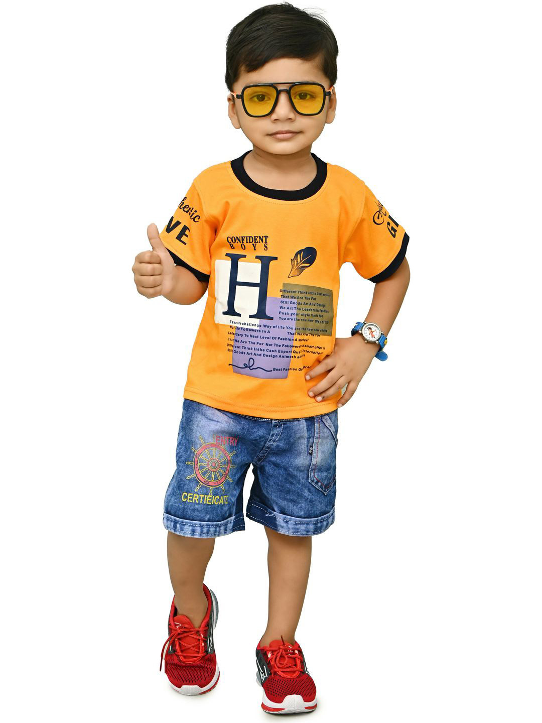 NTD FASHION Kids Round Neck Printed T-shirt With Shorts