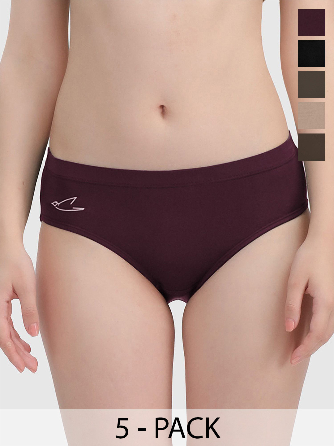 FREECULTR Women Pack Of 5 Cotton Hipster Underwear -FC-WMN-HPTR-PW-SAB-CLY-CFN-PKN-05_S