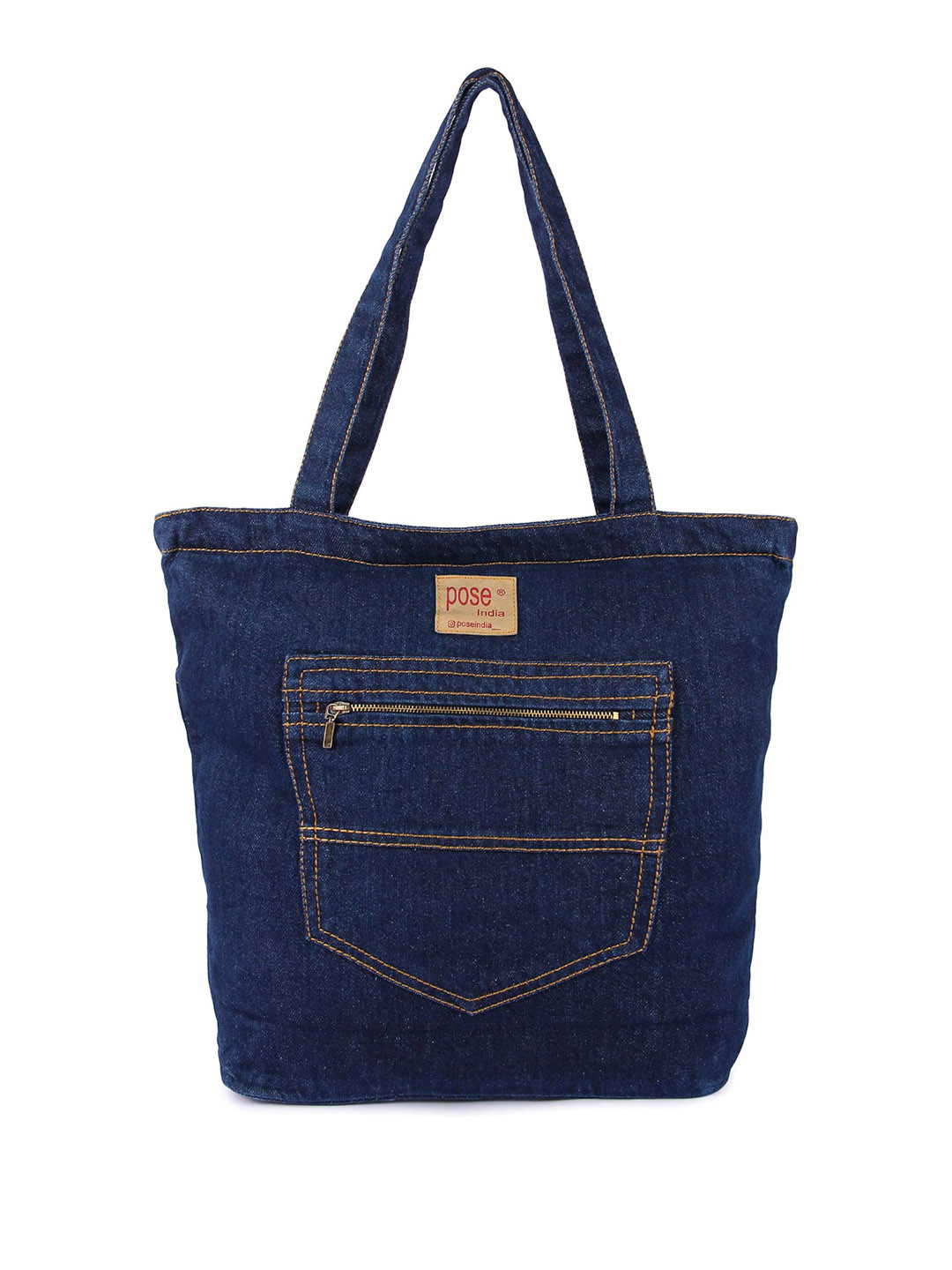 Pose india Self Design Embellished Structured Cotton Tote Bag with Applique