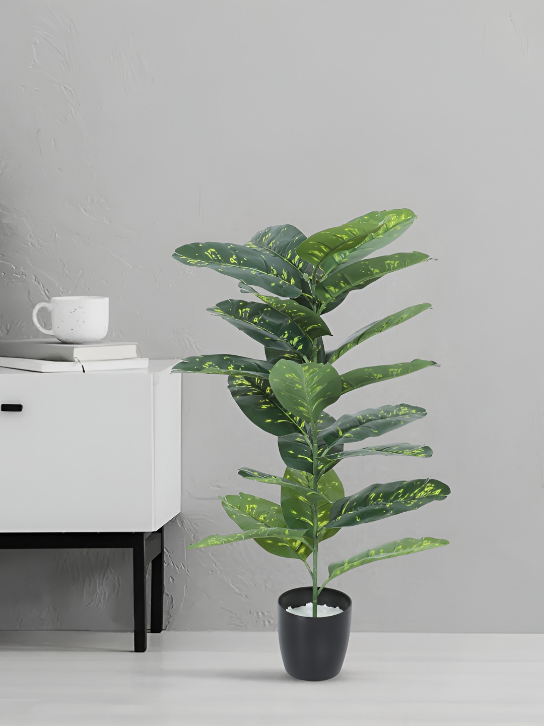 Home Bloom Green & Black Artificial Dieffenbachia Camille Plant With Pot