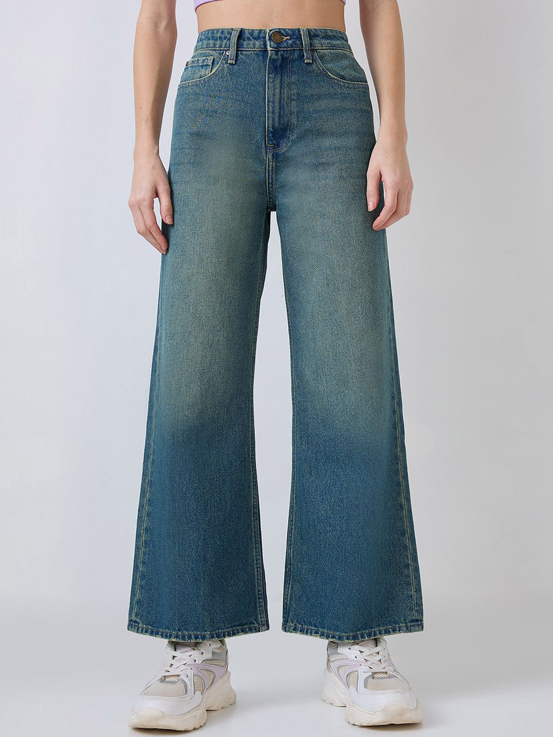 SPYKAR BELLA-WIDE Women Wide Leg High-Rise Heavy Fade Cotton Jeans