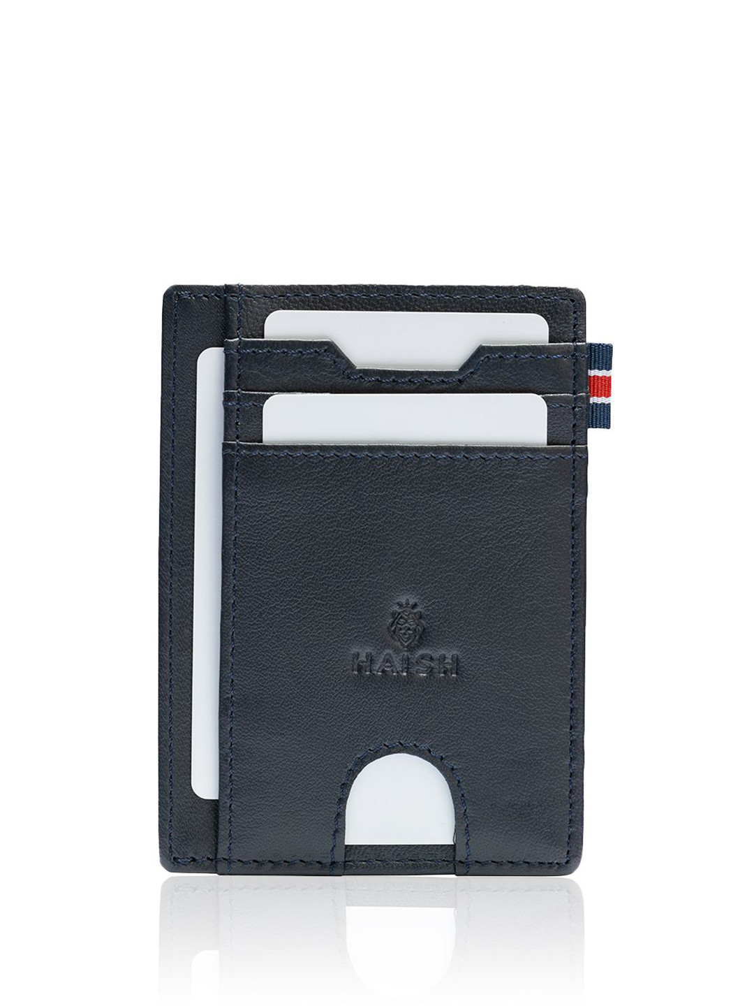 Haish Men Leather Brand Logo Non Detachable Flap Card Holder