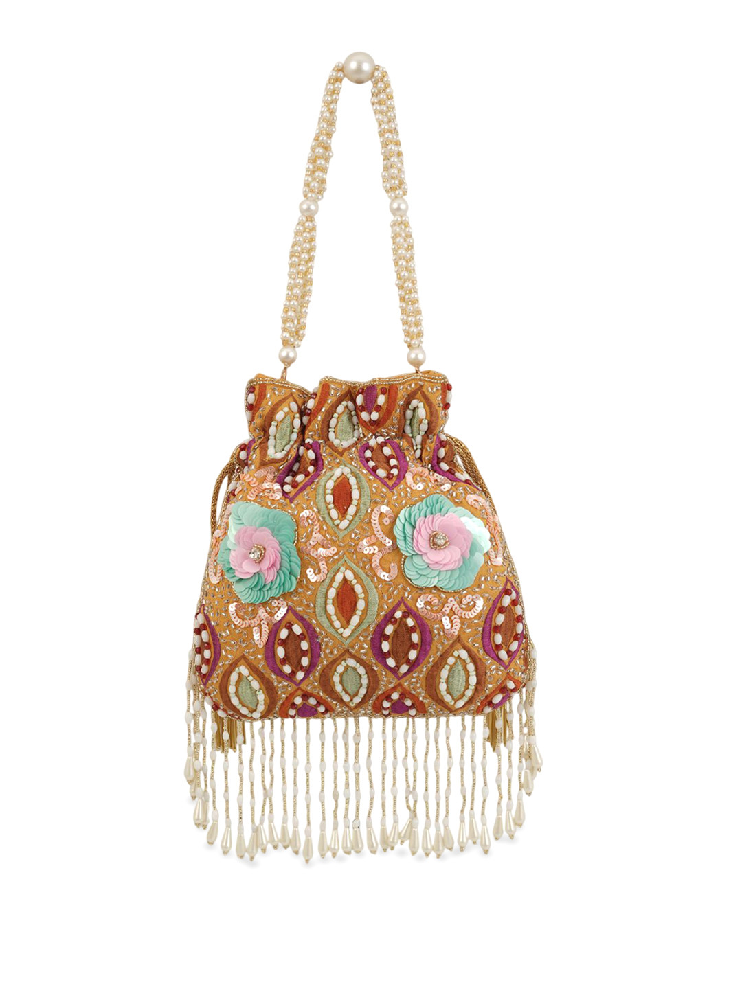 QAIDA FASHION Floral Embroidered Embellished Potli Bag