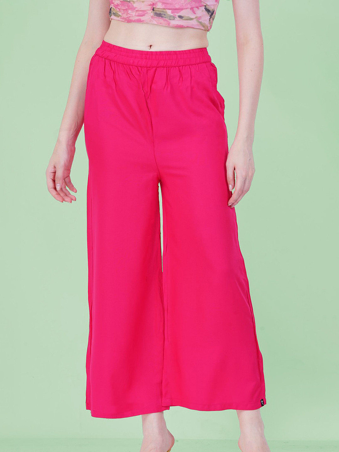 indian flower Women Knitted Wide Leg Ethnic Palazzos
