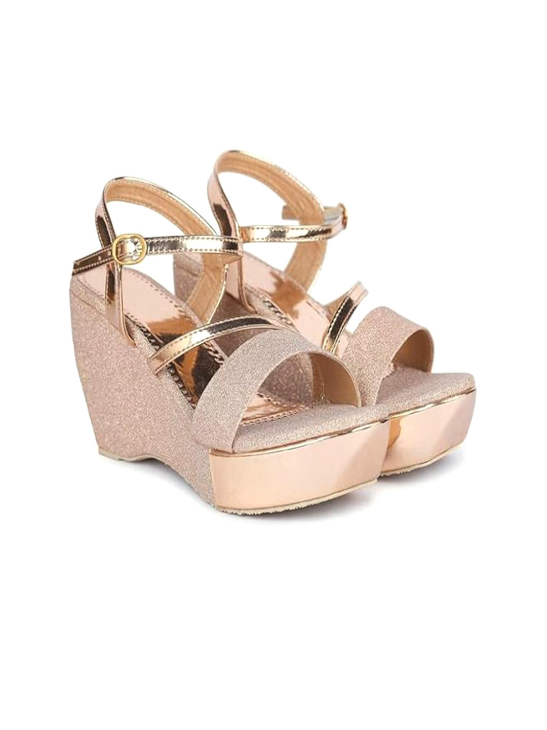 MONAQI Wedge Peep Toes with Buckles