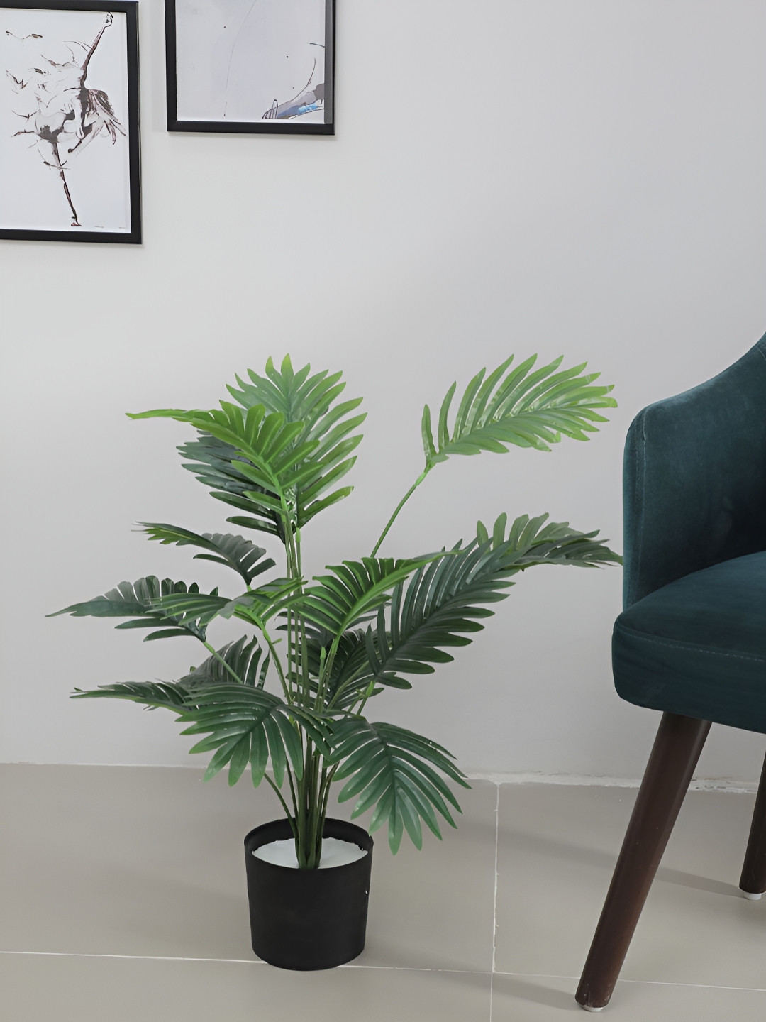 Home Bloom Green & Black Artificial Areca Palm Plant With Pot
