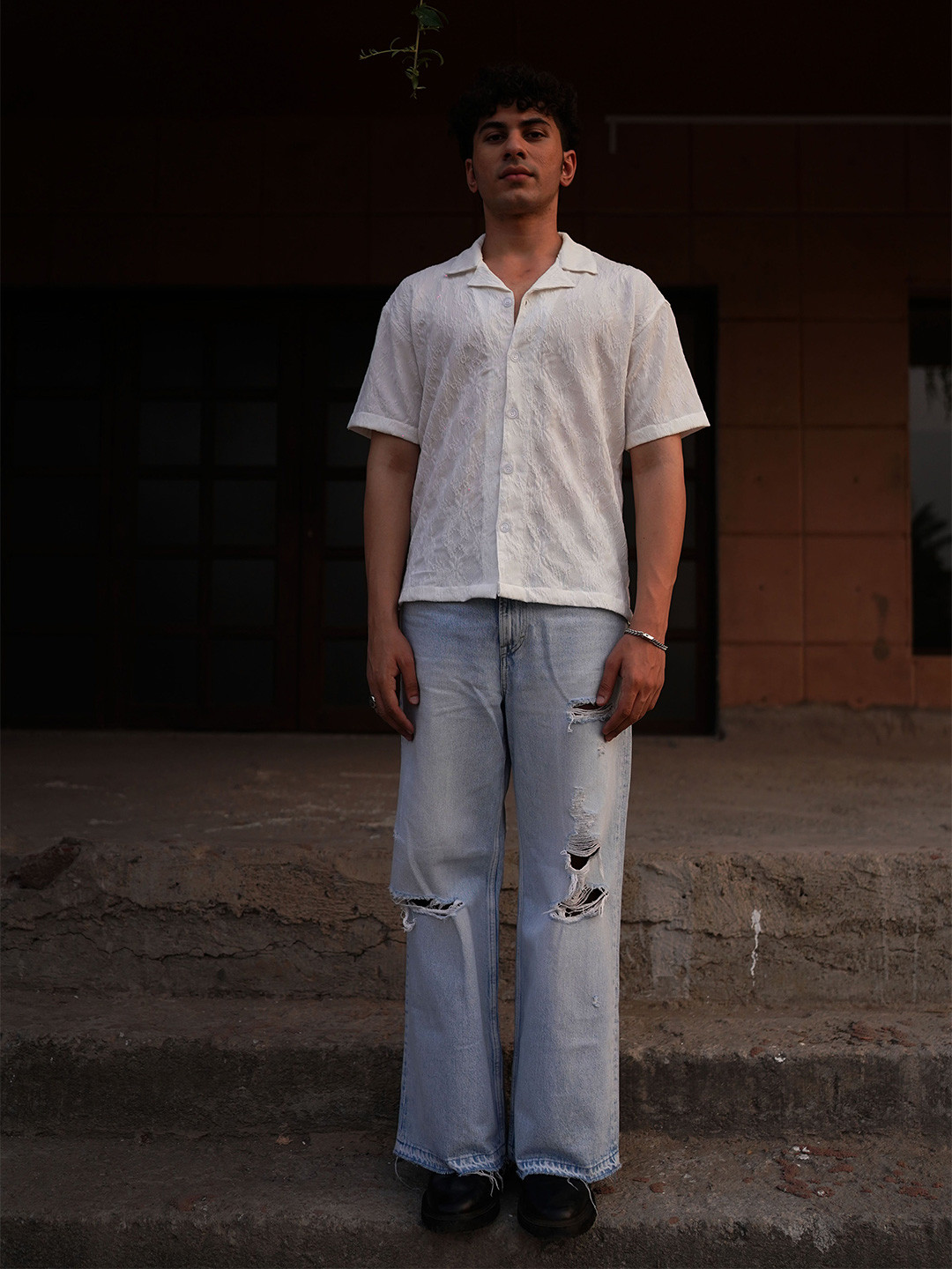 Big Bunny Self Design Cuban Collar Shirt