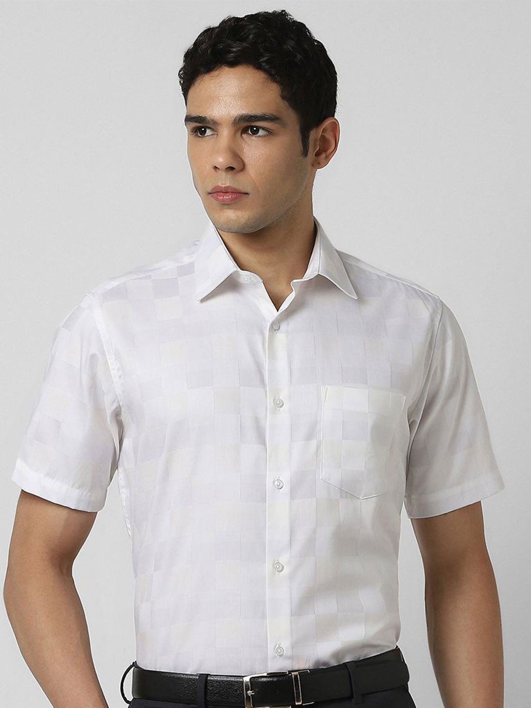 Van Heusen Men Checked Regular Fit Cotton Wedding Shirt