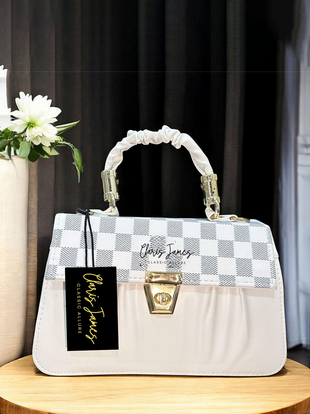 CLARIS JAMES Women Checked Crossbody Handheld Bag