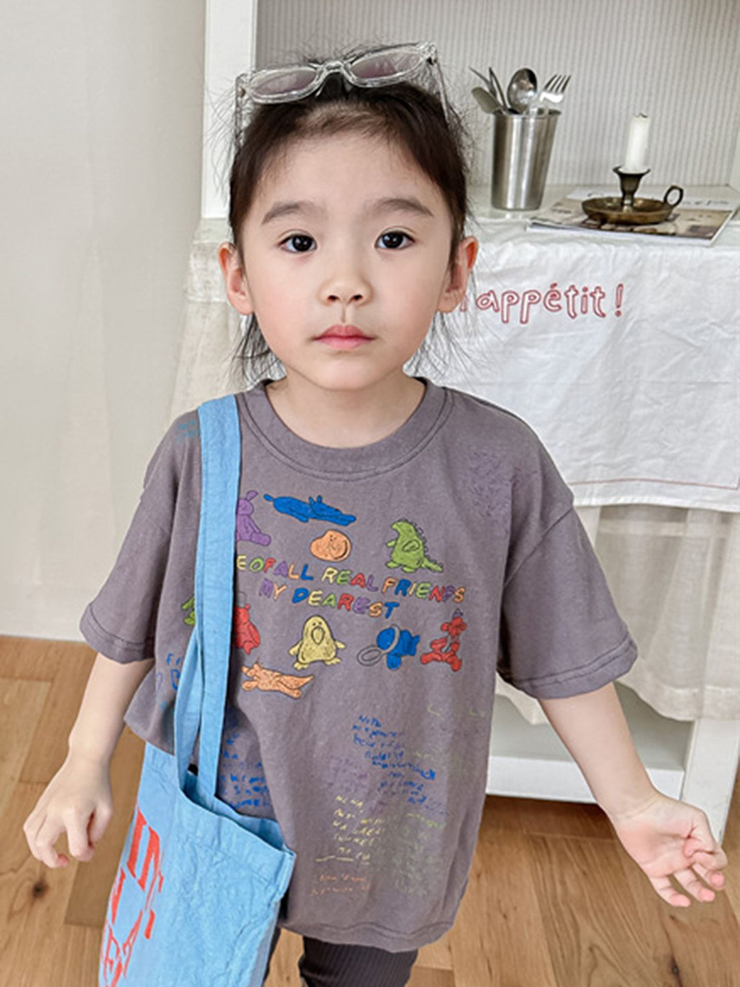 LULU & SKY Girls Conversational Printed Half Sleeves Round Neck Pure Cotton T-shirt