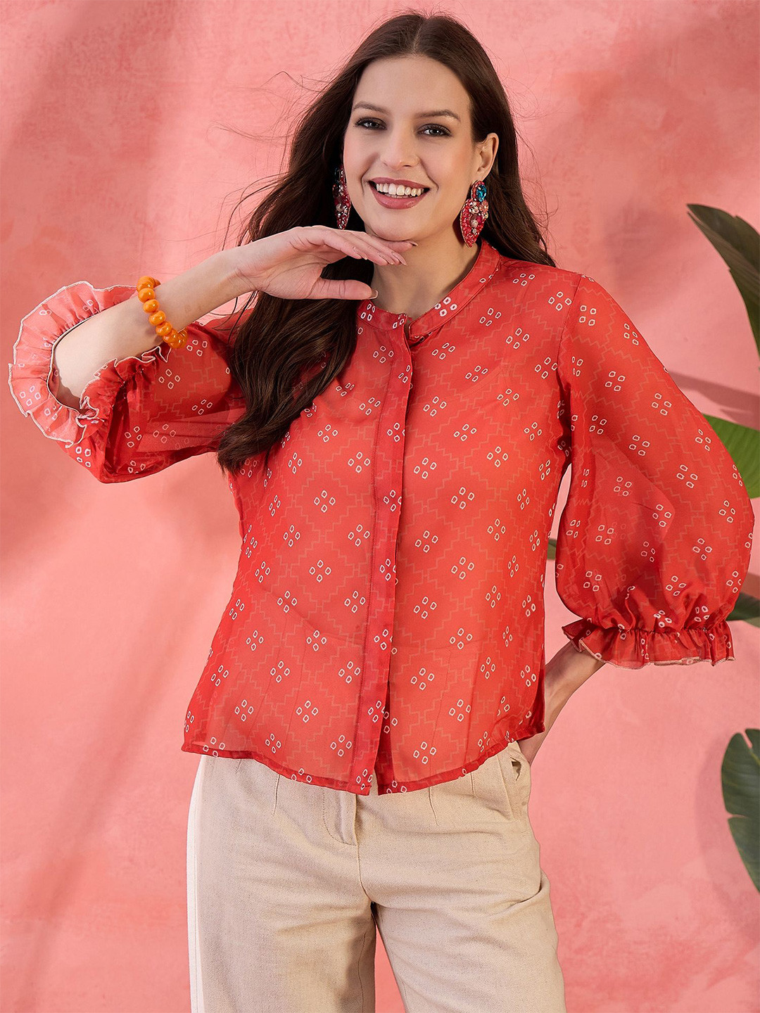 Sangria Summer Women Bell Sleeve Shirt Style Top