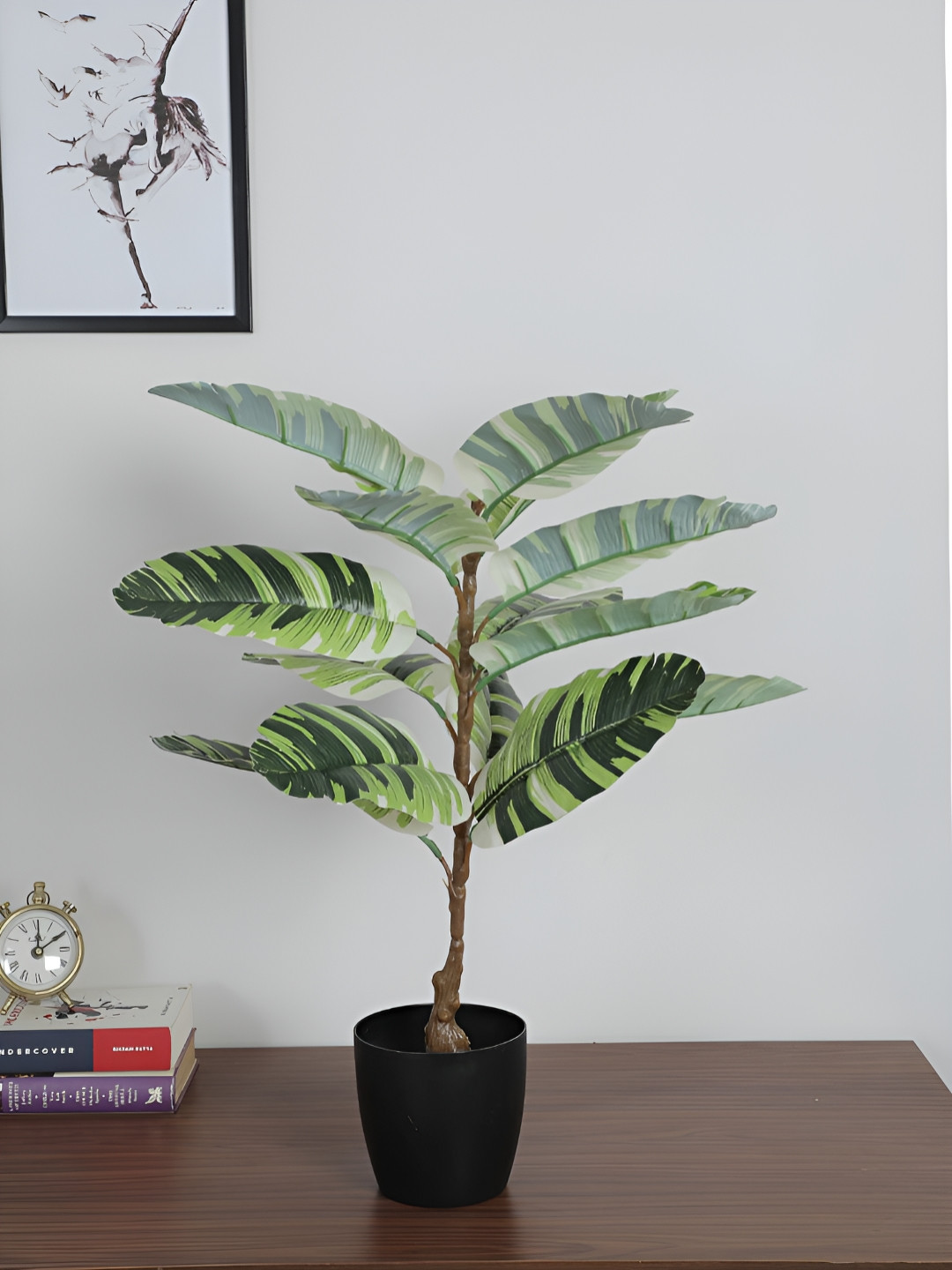 Home Bloom Green & Black Artificial Banana Plant With Pot