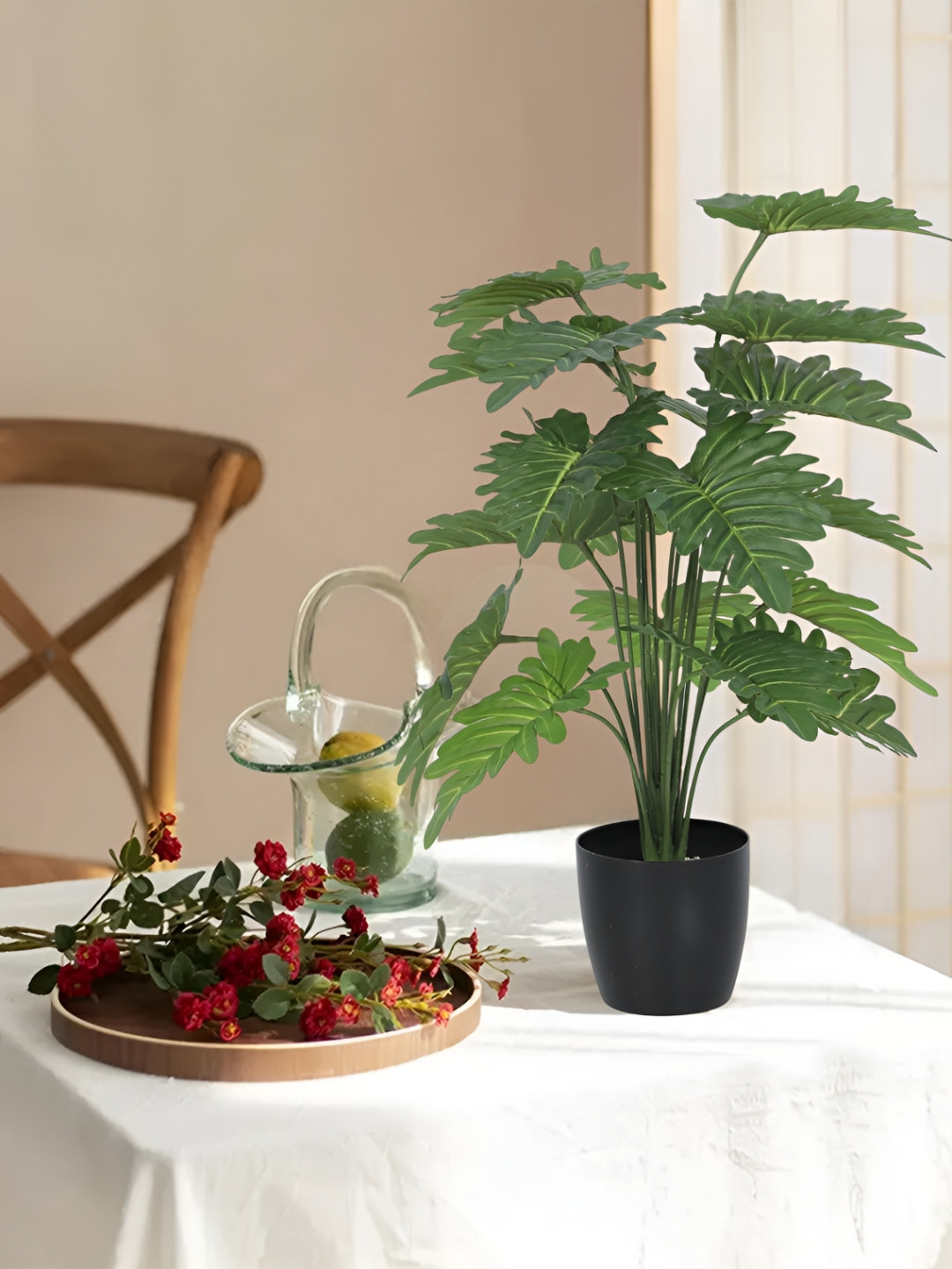 Home Bloom Green & Black Artificial Mini Andday Plant With Pot