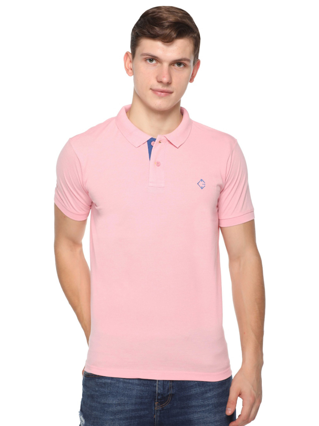 Colors and Blends Polo Collar Short Sleeves Cotton T-shirt