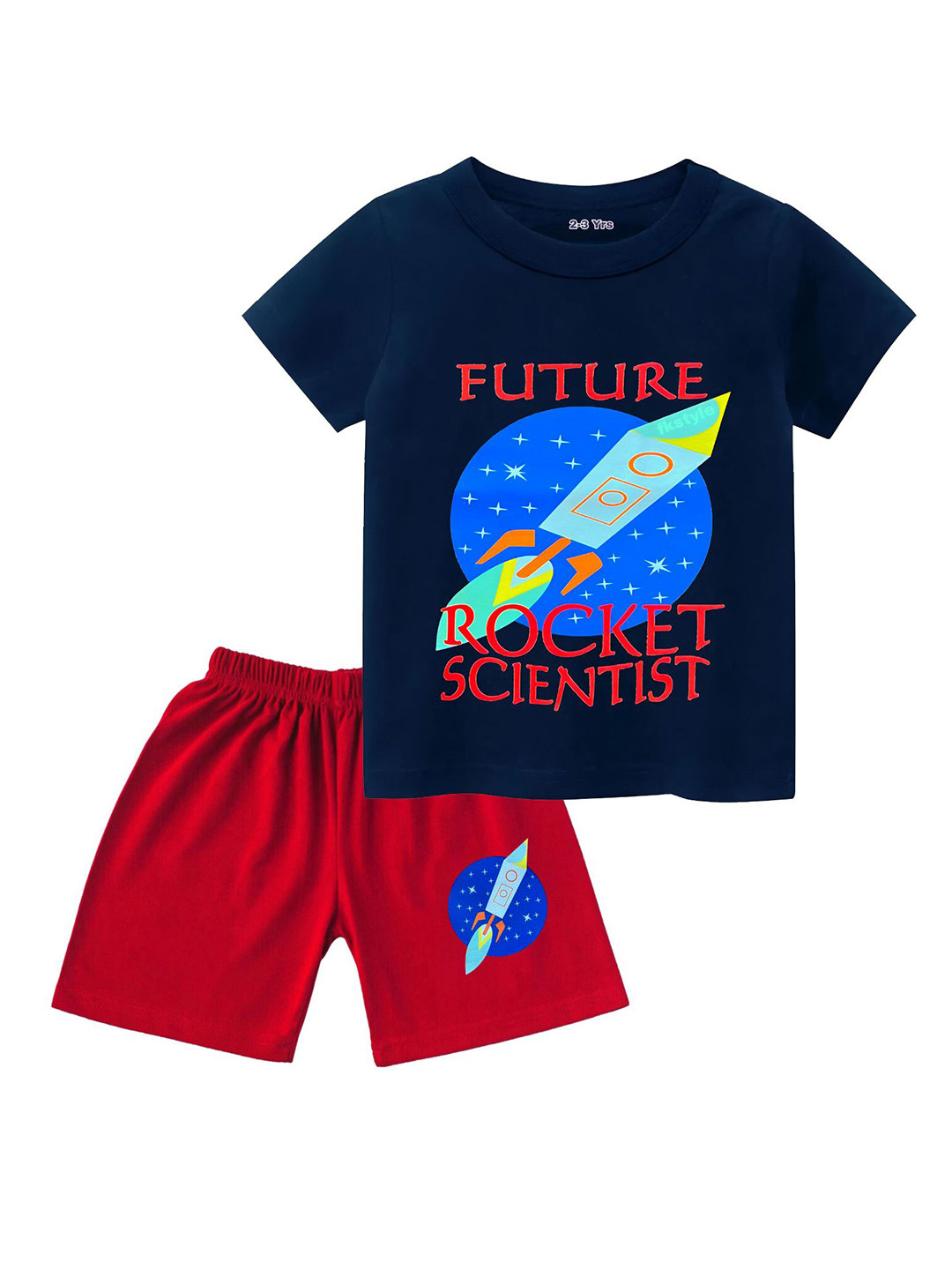Tik Tok WEARS Boys Printed Round Cotton T-shirt with Shorts