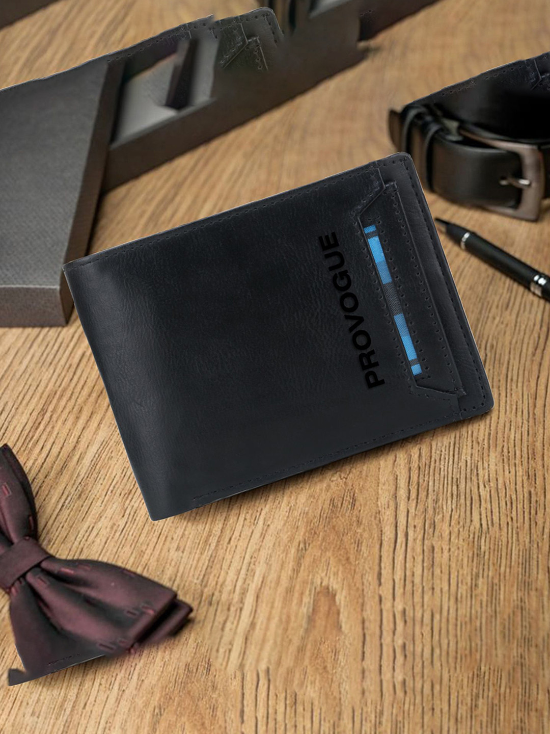 Provogue Men Brand Logo Printed Flap Coin Pocket Two Fold Wallet