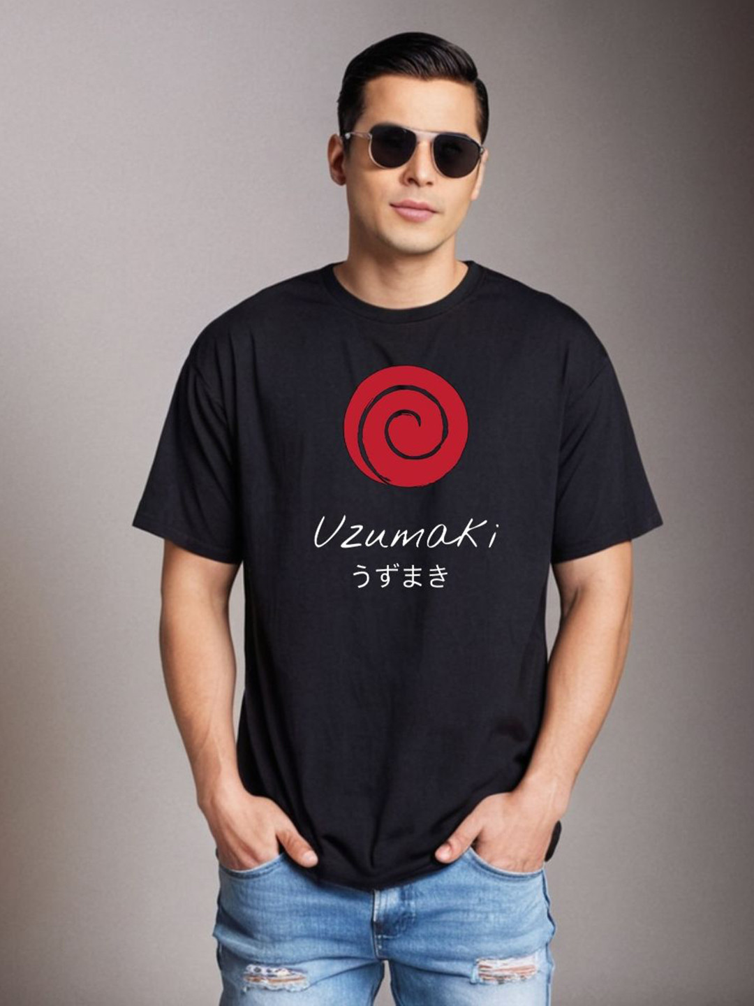 Be Crazy Typography Anime Printed Oversized T-shirt