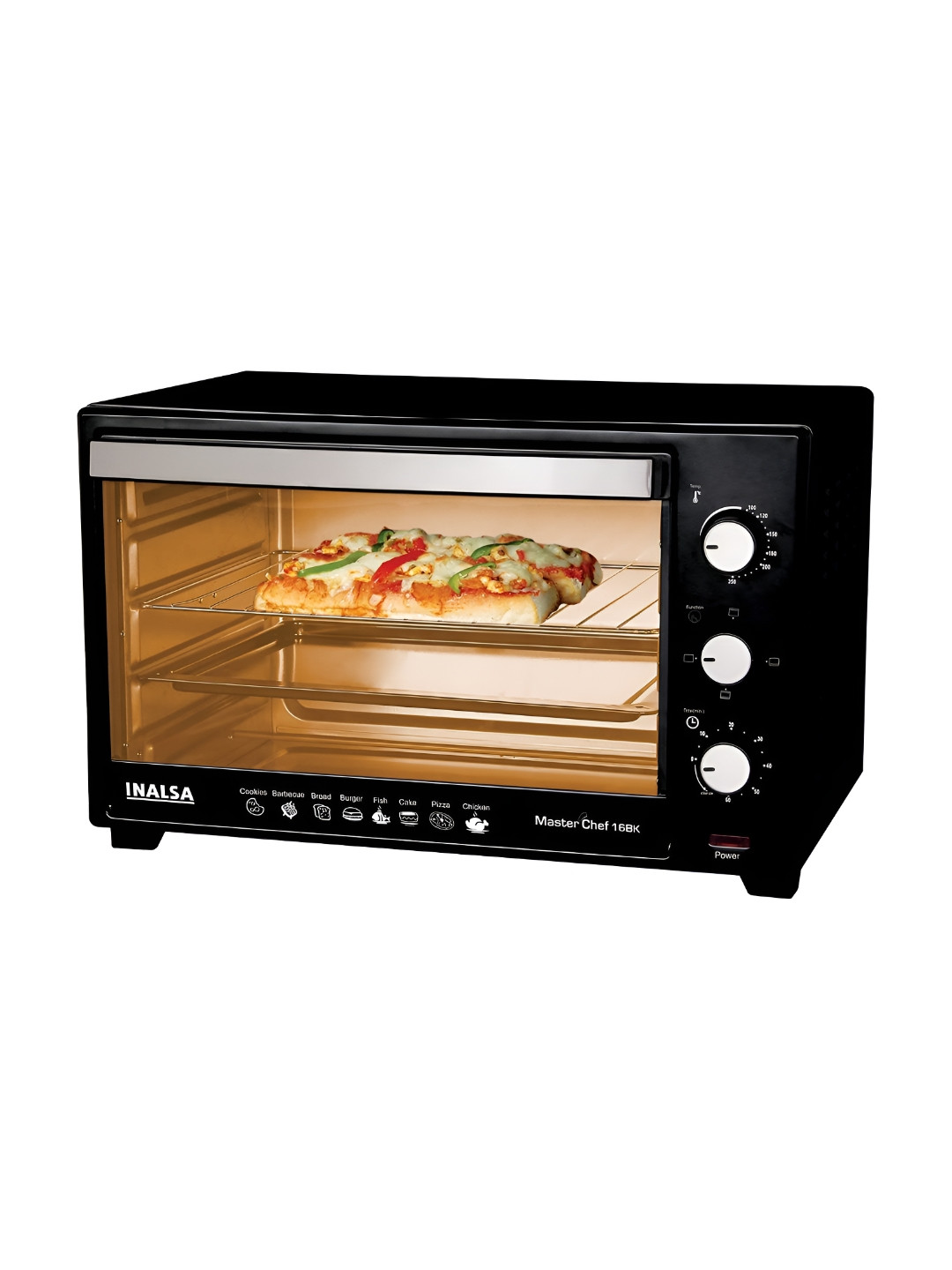 Inalsa Black & Silver-Toned Stainless Steel Oven Master Chef 16BK 16 L -1300W