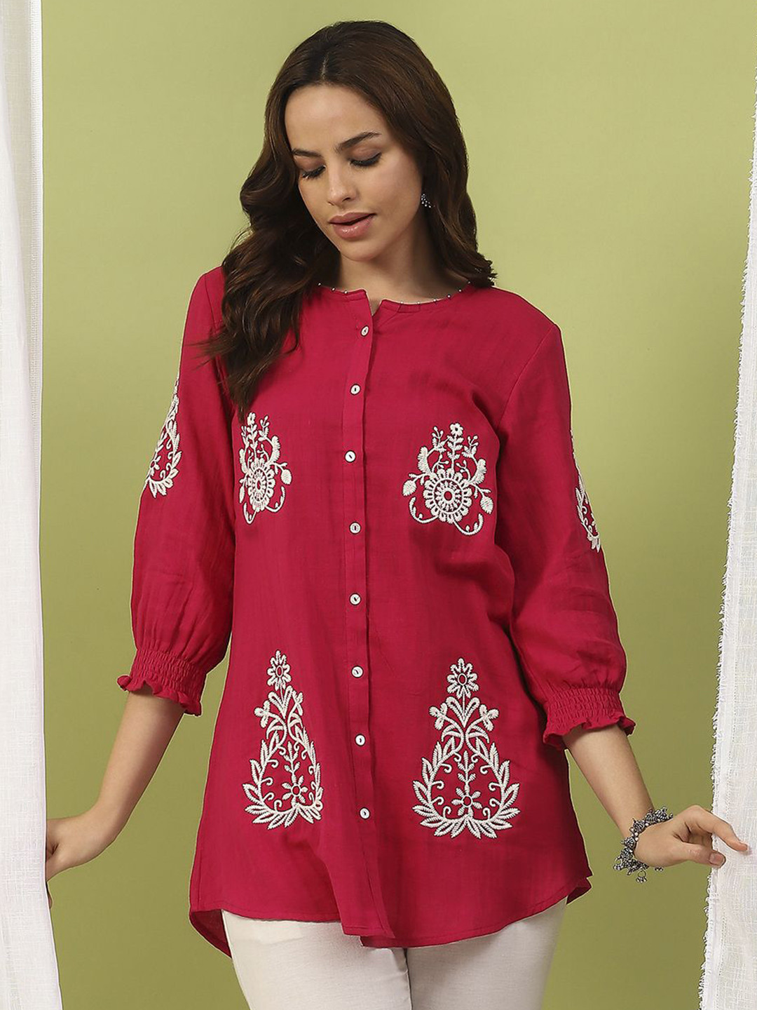 Nayam By Lakshita Embroidered Above Knee Cotton Tunic for Women