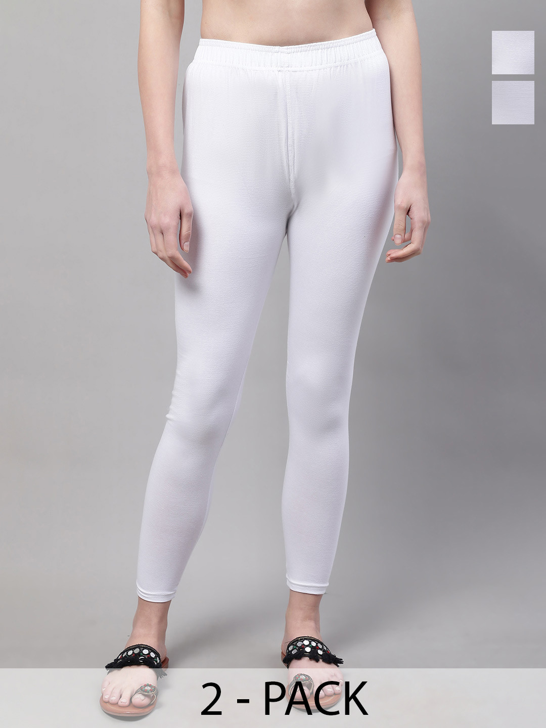 Valles365 by S.C. Pack Of 2 Cotton Mid-Rise Ankle-Length Leggings
