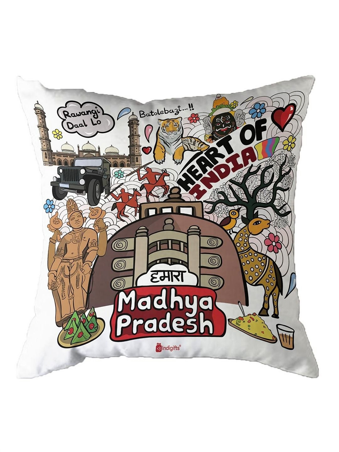 Indigifts Black & White Square Shape Printed Cushion Cover With Filler