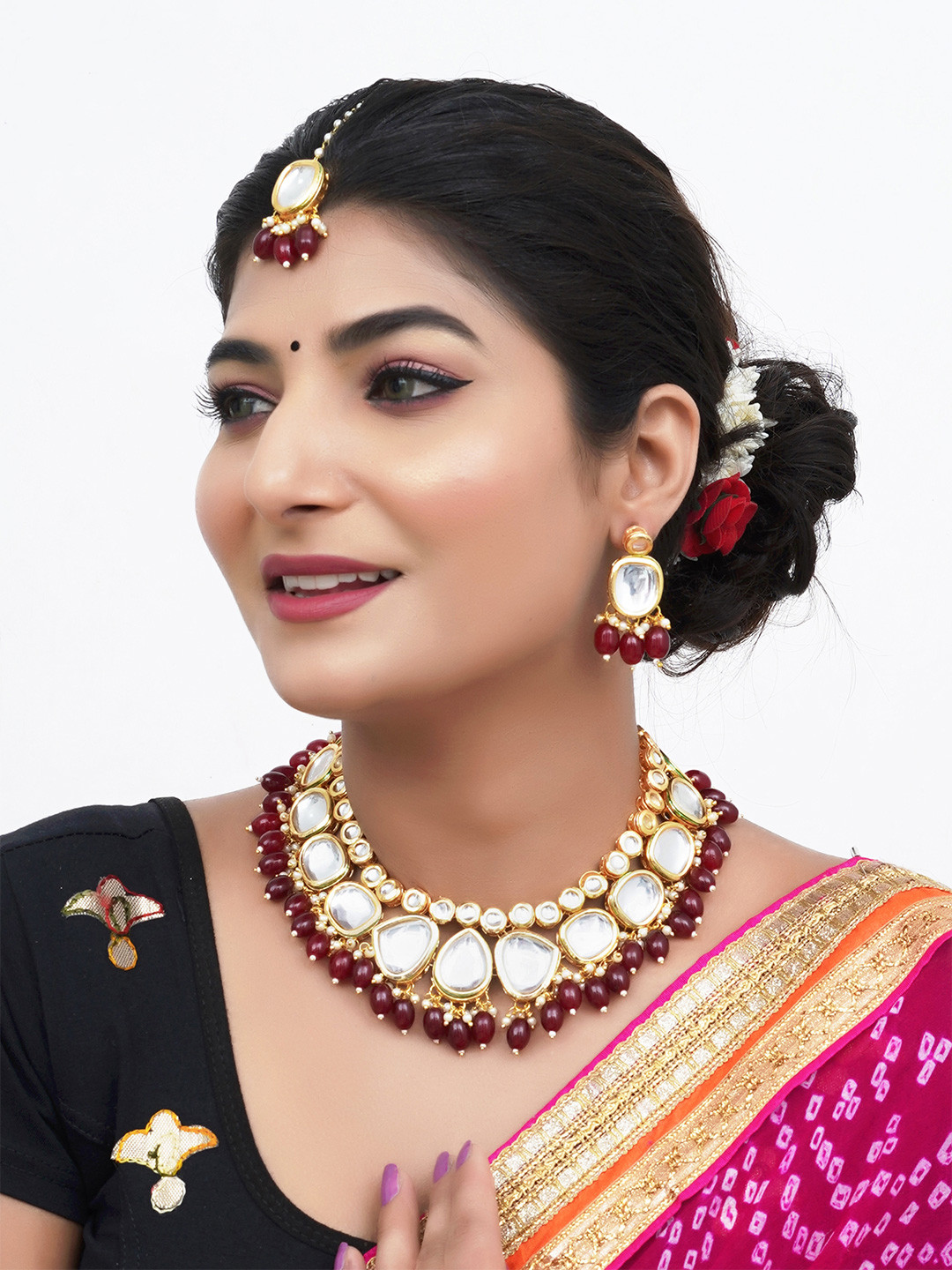 ahoora Set Of 4 Gold-Pated Stone Studded Jewellery Sets