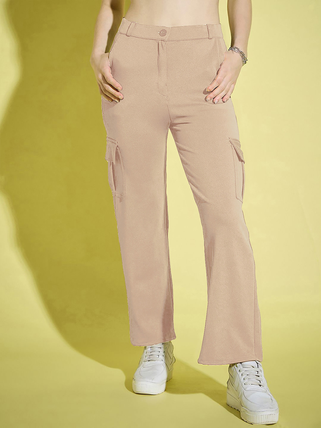 Dream Beauty Fashion Women Loose Fit High-Rise Cargos Trouser