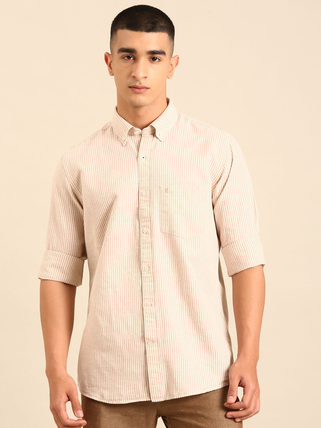 CAVALLO by Linen Club Men cavallo classe Contemporary Fit Vertical Striped Casual Shirt