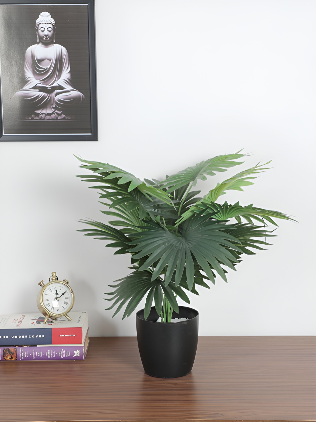Home Bloom Green & Black Artificial Fan Palm Plant With Pot