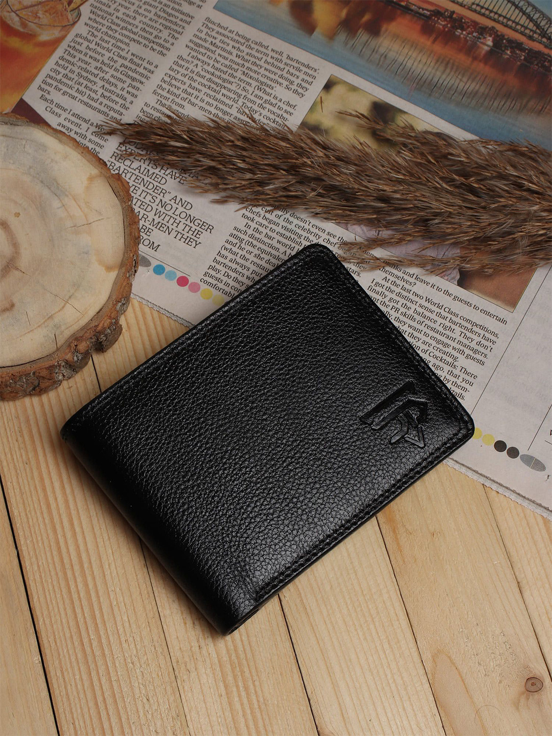 JND Men Leather Flap Coin Pocket Two Fold Wallet