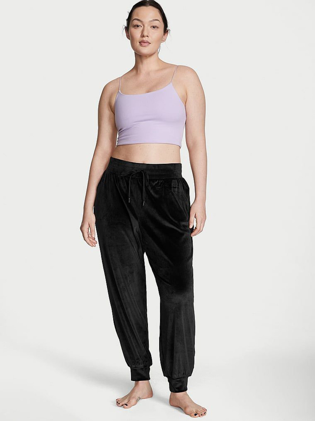 Victoria's Secret Women Mid-Rise Ribbed Velour Joggers Lounge Pants