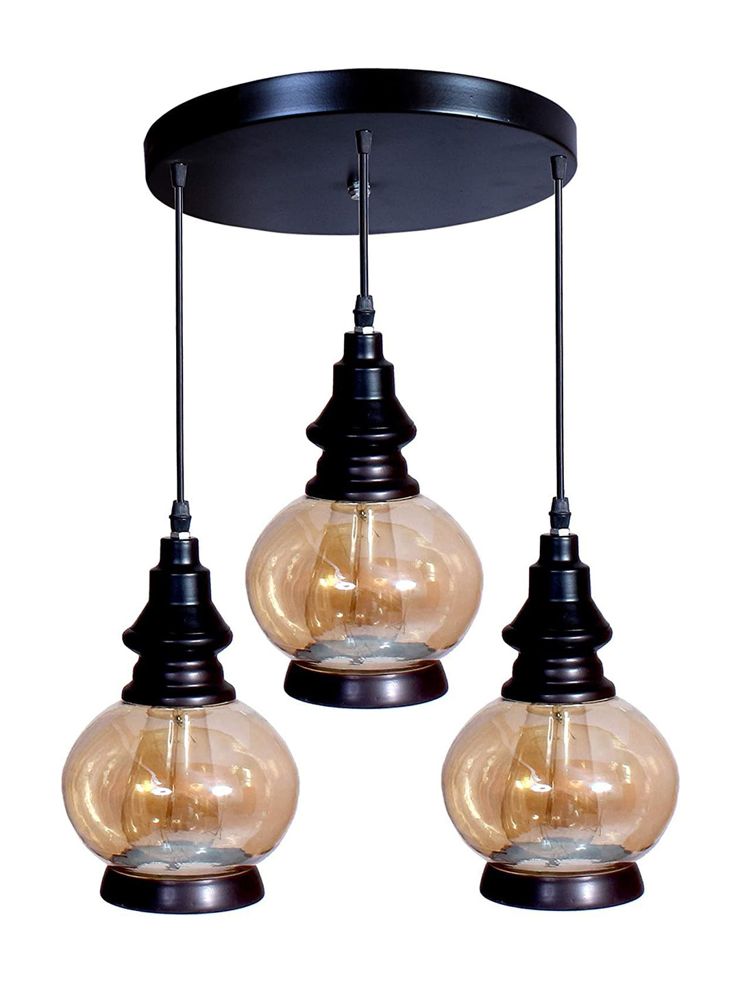 GAUVIK Black & Gold-Toned Glass Traditional Ceiling Lamp