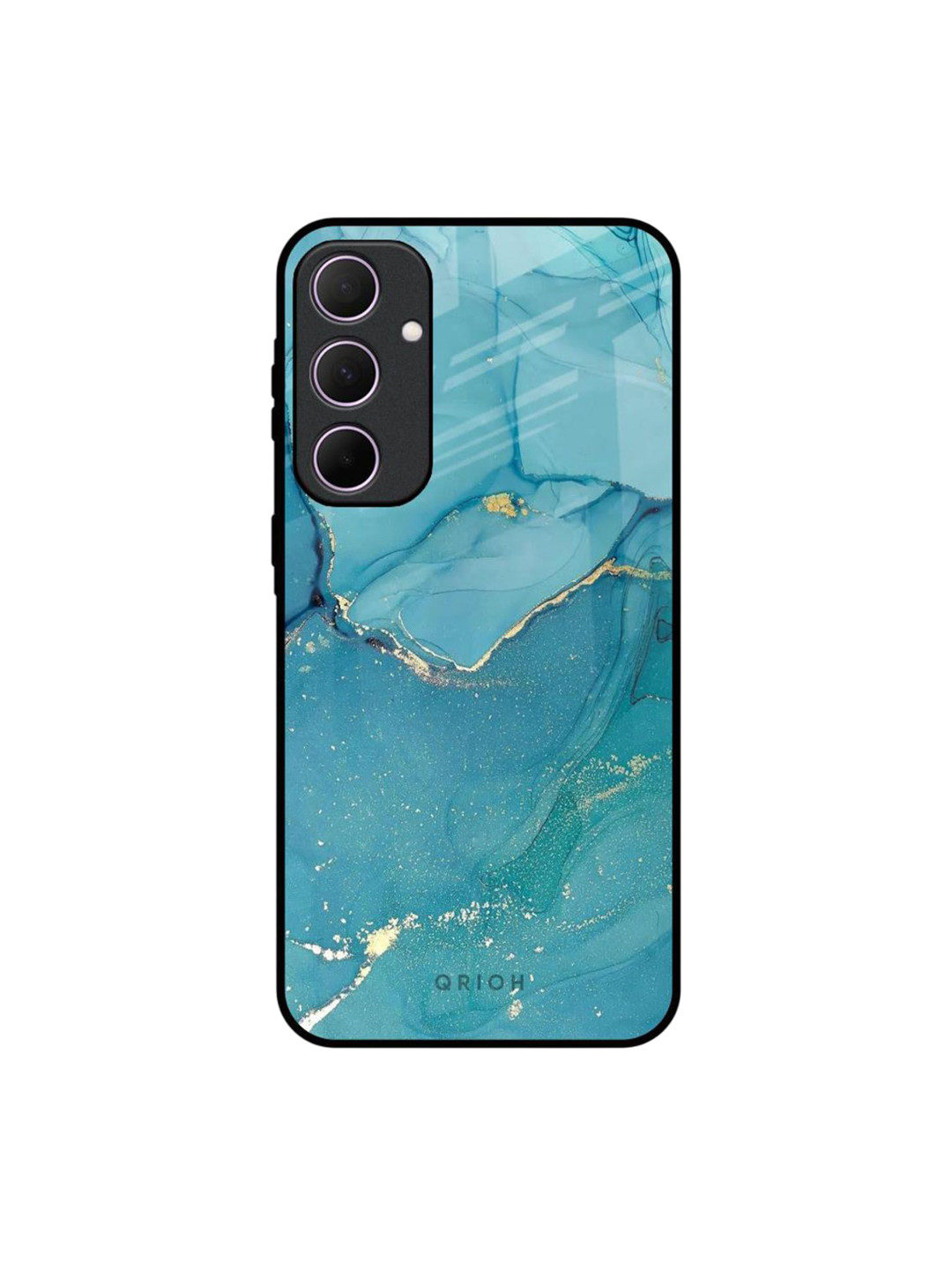QRIOH Blue Golden Glitter Real Samsung Galaxy A35 5G Impact Resistant Back Case
