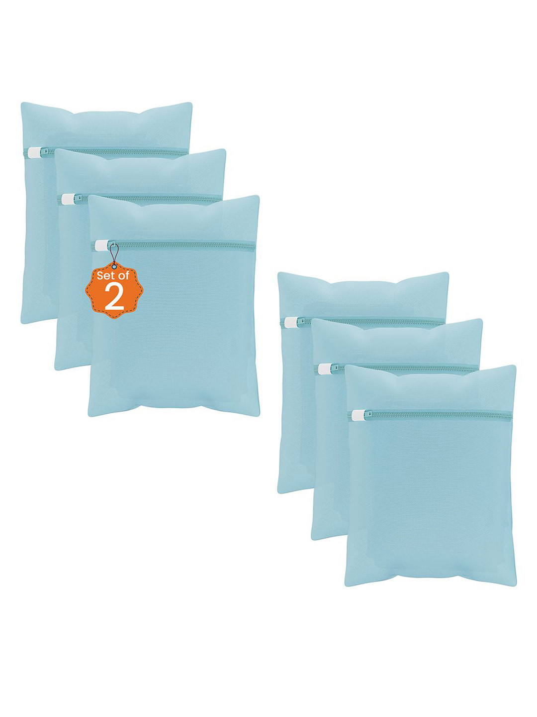 Kuber Industries Blue 6 Pieces Reusable Rectangular Durable Laundry Bags With Zipper