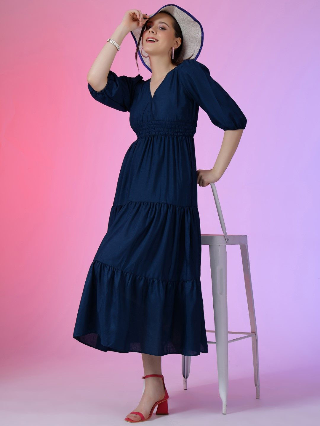 Raiyani Enterprise Tiered Fit & Flare Ethnic Dress